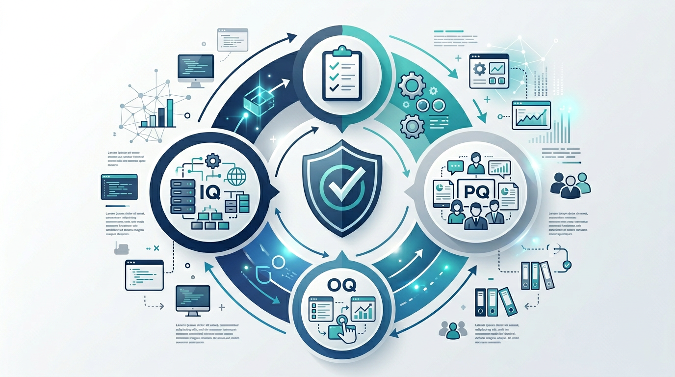 Illustration representing validation lifecycle and traceability